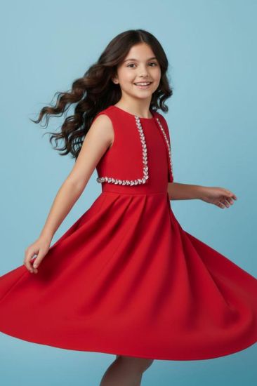 صورة فستان أحمر بقصات جانبيه أنيقه